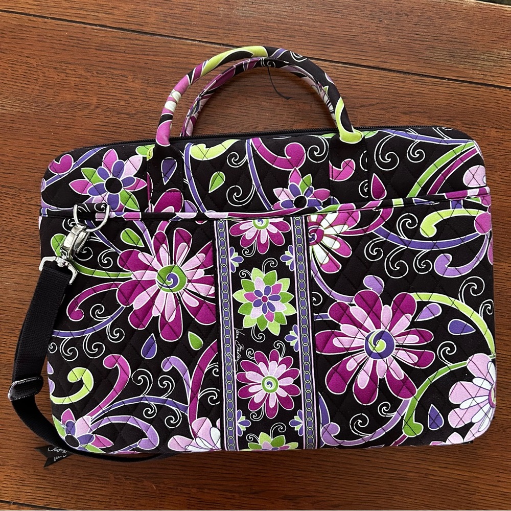 Vera Bradley Purple Punch Computer Laptop Hard Case Brown Pink Floral Strap - Picture 8 of 8